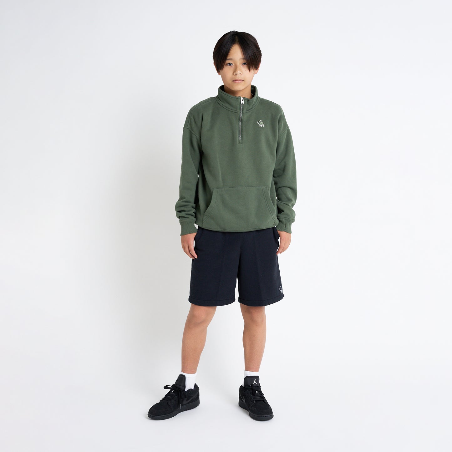 【110-170cm】 トレーナー/パーカー A&F(アバクロンビー&フィッチ) AFB ESSENTIAL 1/4 ZIP MOCK NEC