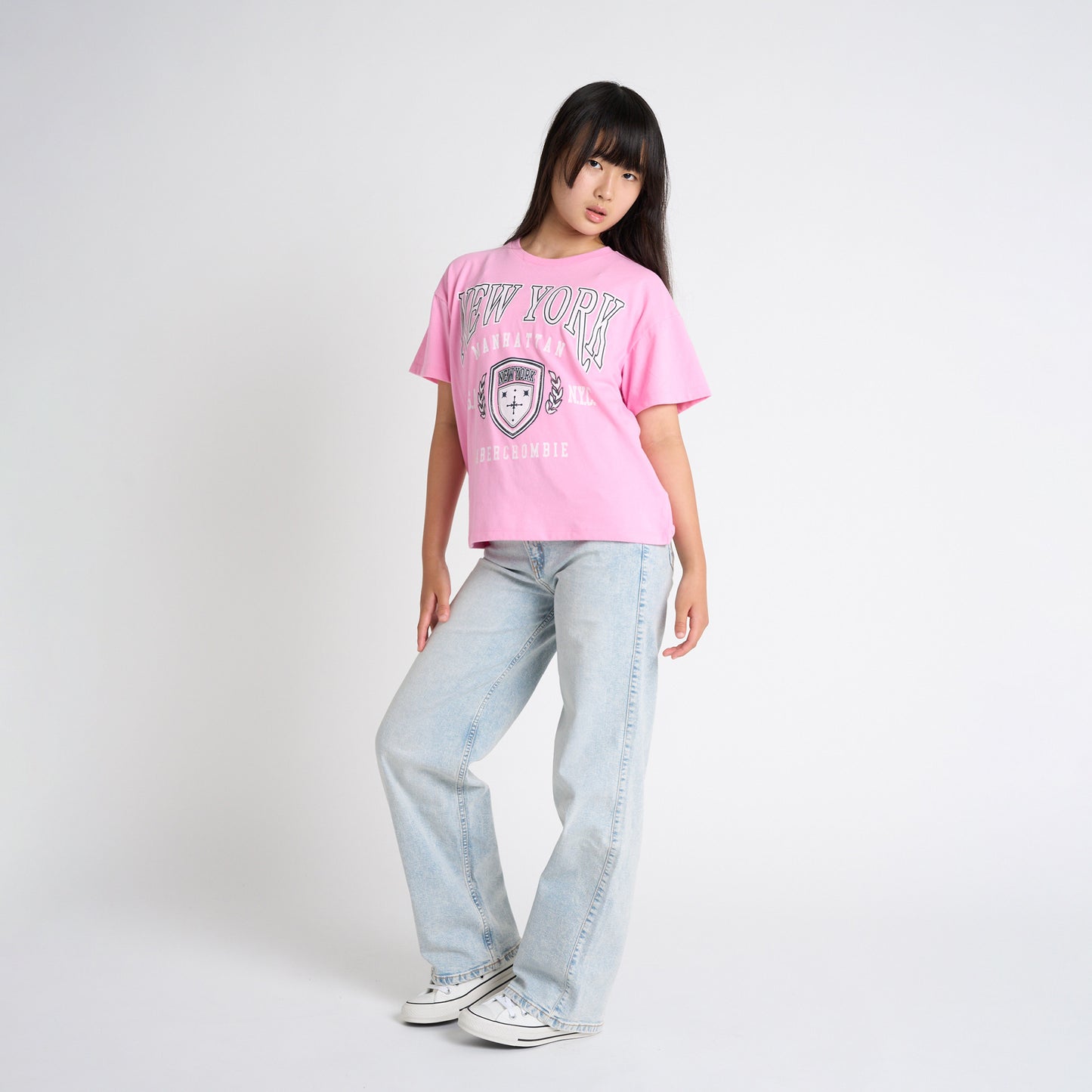 【110-170cm】 Tシャツ A&F(アバクロンビー&フィッチ) AFG NEW YORK CREST BOXY TEE