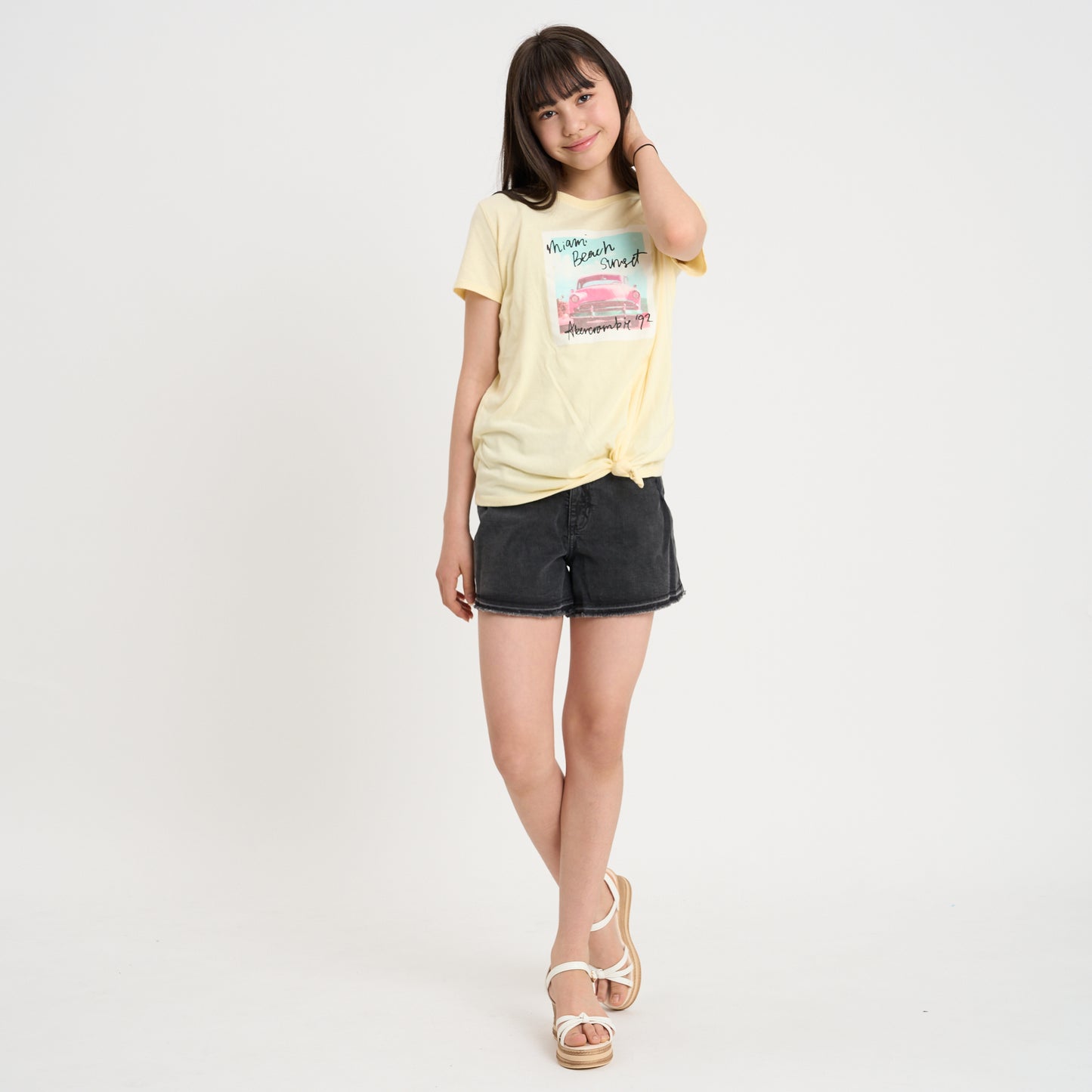 【110-170cm】 A&F(アバクロンビー&フィッチ) 半袖Tシャツ AFG MIAMI BEACH SIDE KNOT TEE