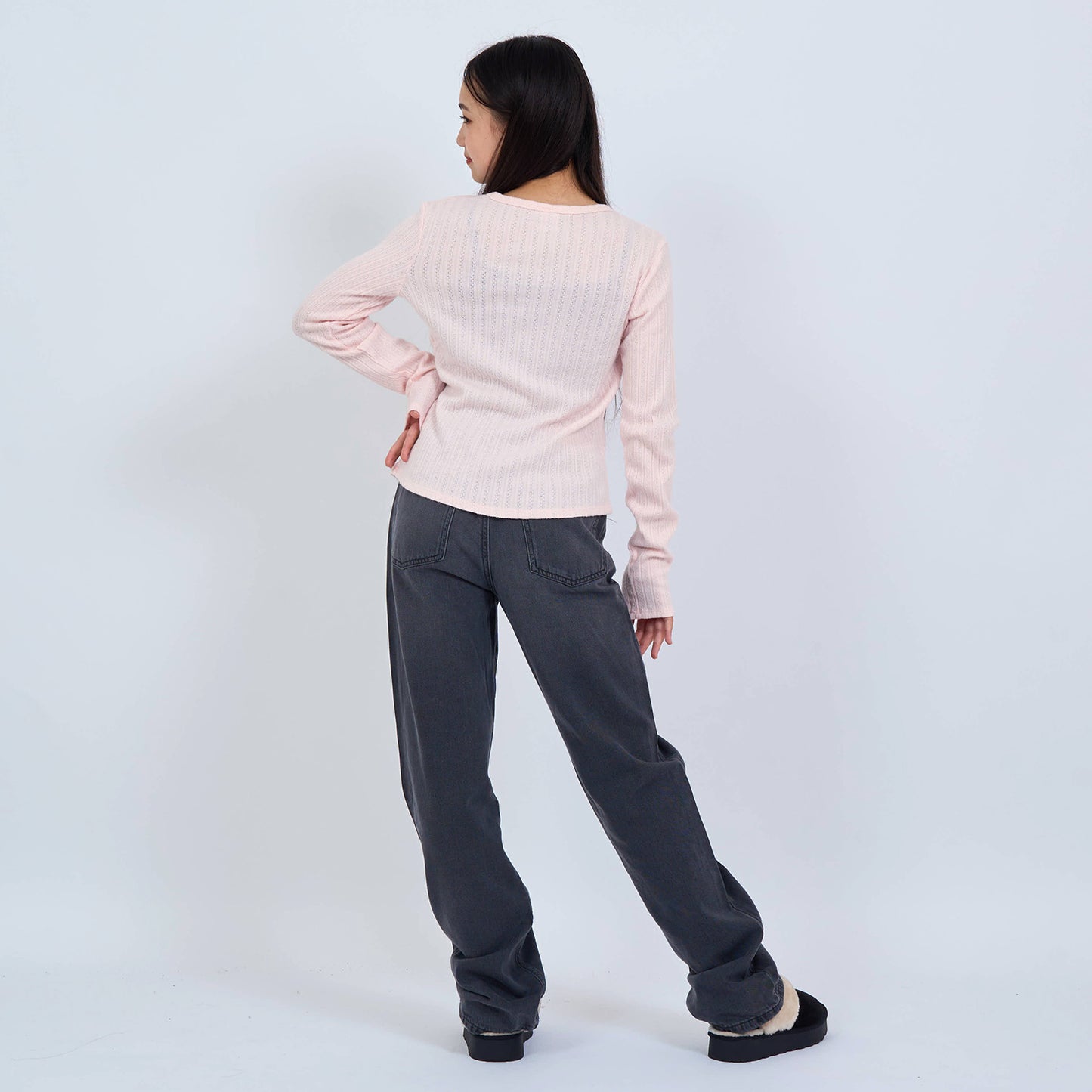 【110-170cm】 Tシャツ A&F(アバクロンビー&フィッチ) AFG DOUBLE BOW POINTELLE LS TO