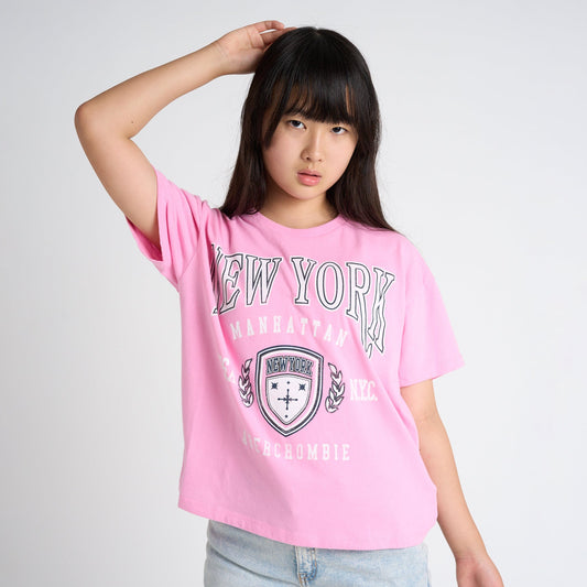 【110-170cm】 Tシャツ A&F(アバクロンビー&フィッチ) AFG NEW YORK CREST BOXY TEE