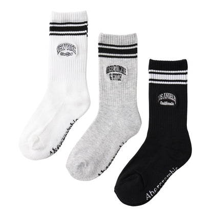 ソックス(21-25cm) A&F(アバクロンビー&フィッチ) AFHN VARSITY 3PK CREW