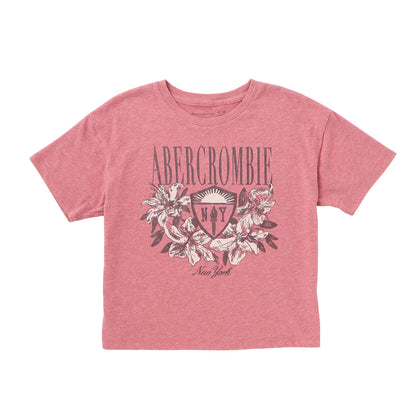【110-170cm】 Tシャツ A&F(アバクロンビー&フィッチ) AFG FLORAL NY CREST BOXY TEE
