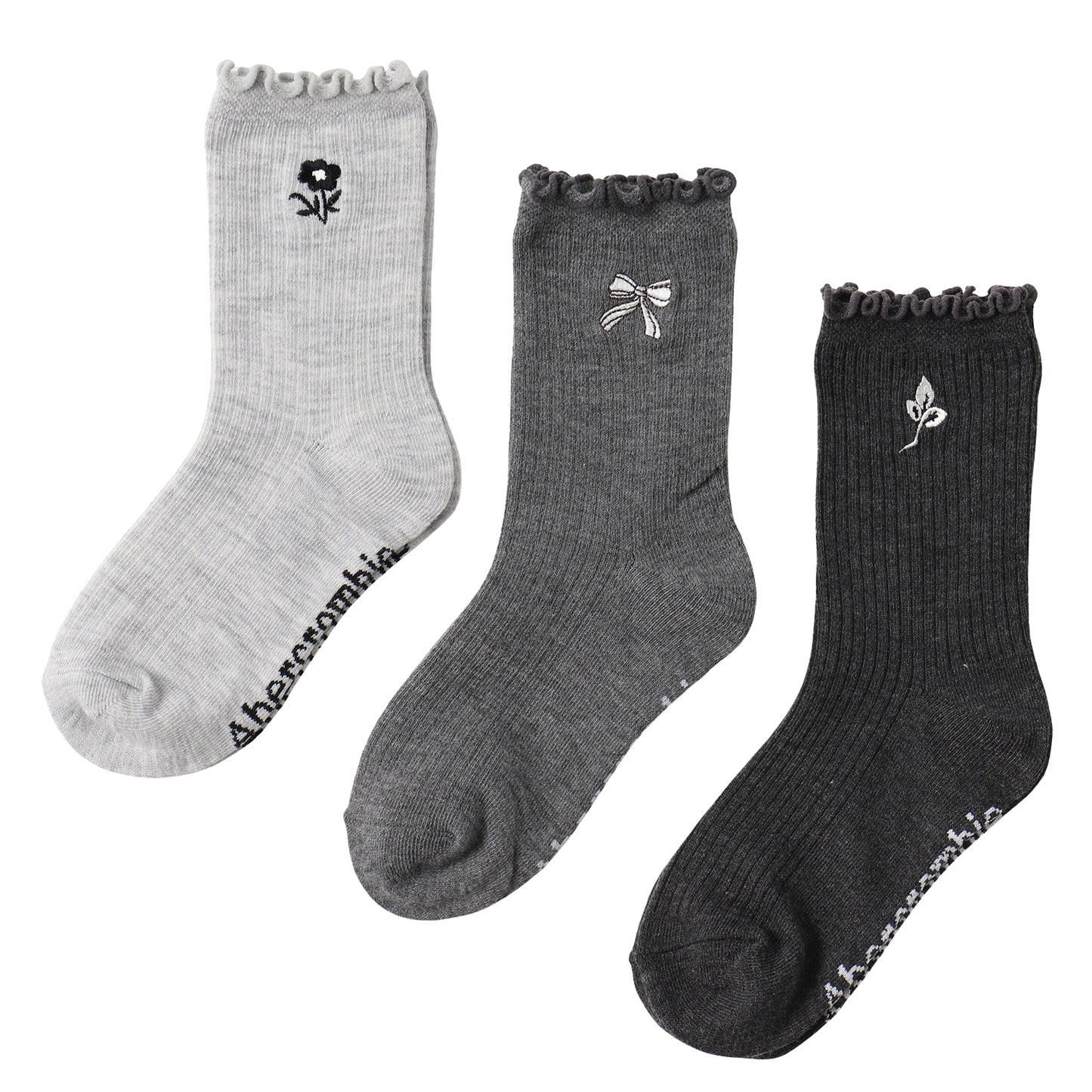 ソックス(21-25cm) A&F(アバクロンビー&フィッチ) AFHG 3PK HALF-CREW LETTUCE WEL