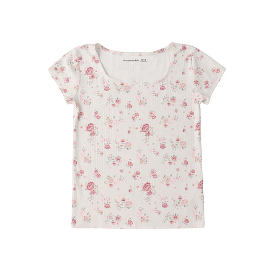 【110-170cm】 Tシャツ A&F(アバクロンビー&フィッチ) AFG SS POINTELLE SQUARE NECK T