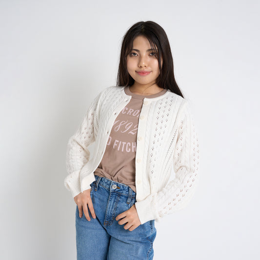 【110-170cm】 アウター A&F(アバクロンビー&フィッチ) AFG CROPPED CABLE CARDIGAN