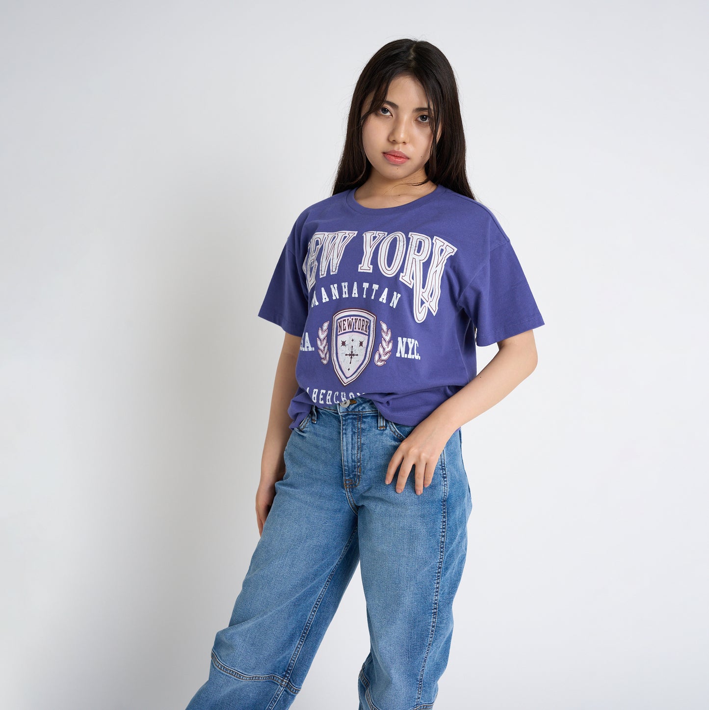 【110-170cm】 Tシャツ A&F(アバクロンビー&フィッチ) AFG NEW YORK CREST BOXY TEE