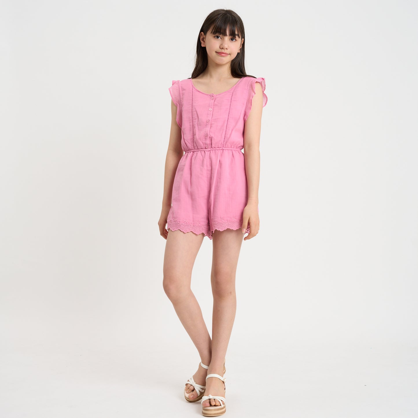 【110-170cm】  A&F(アバクロンビー&フィッチ) ロンパース AFG FLUTTER SLEEVE EYELET ROMP