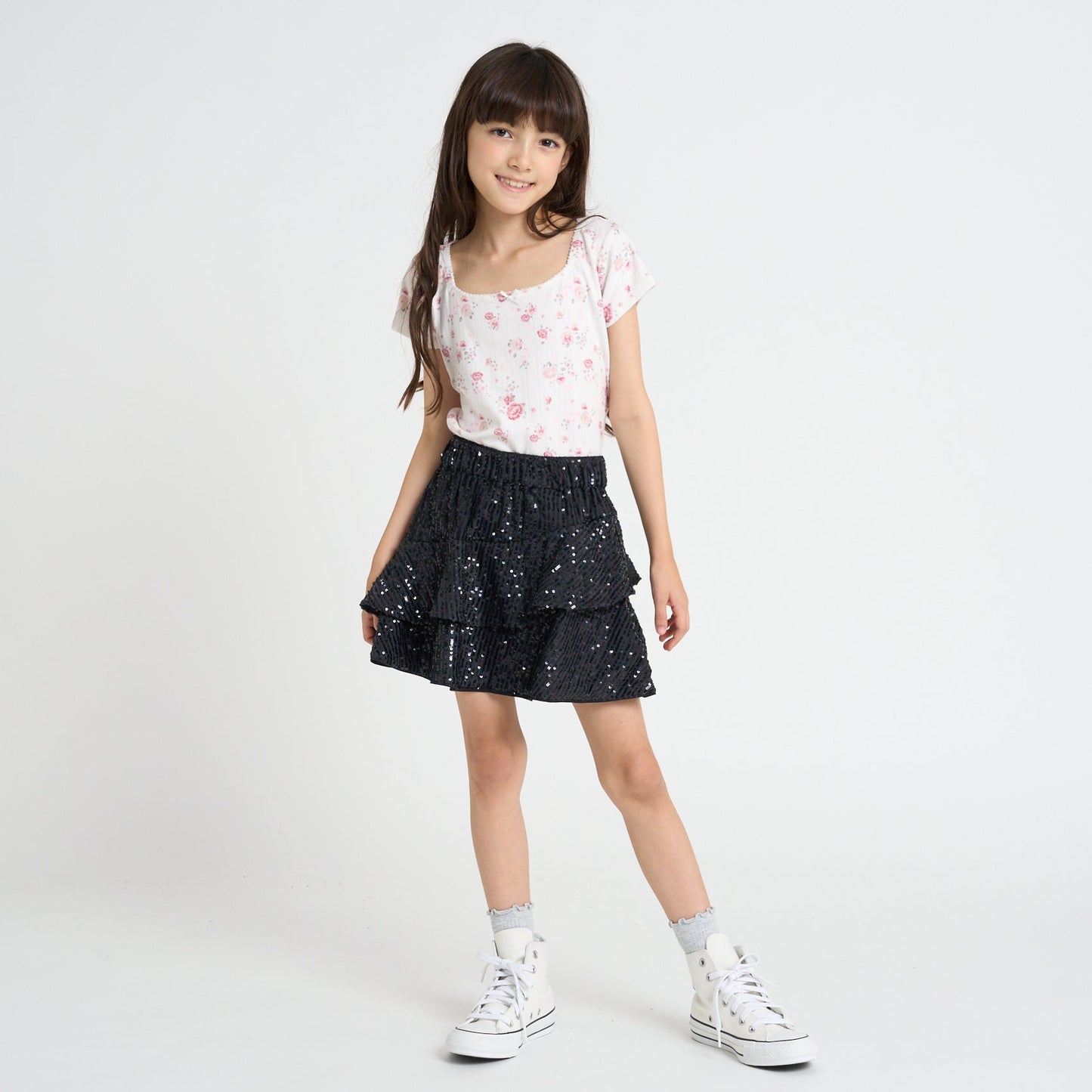 【110-170cm】 スカート A&F(アバクロンビー&フィッチ) AFG SEQUIN TIERED SKIRT