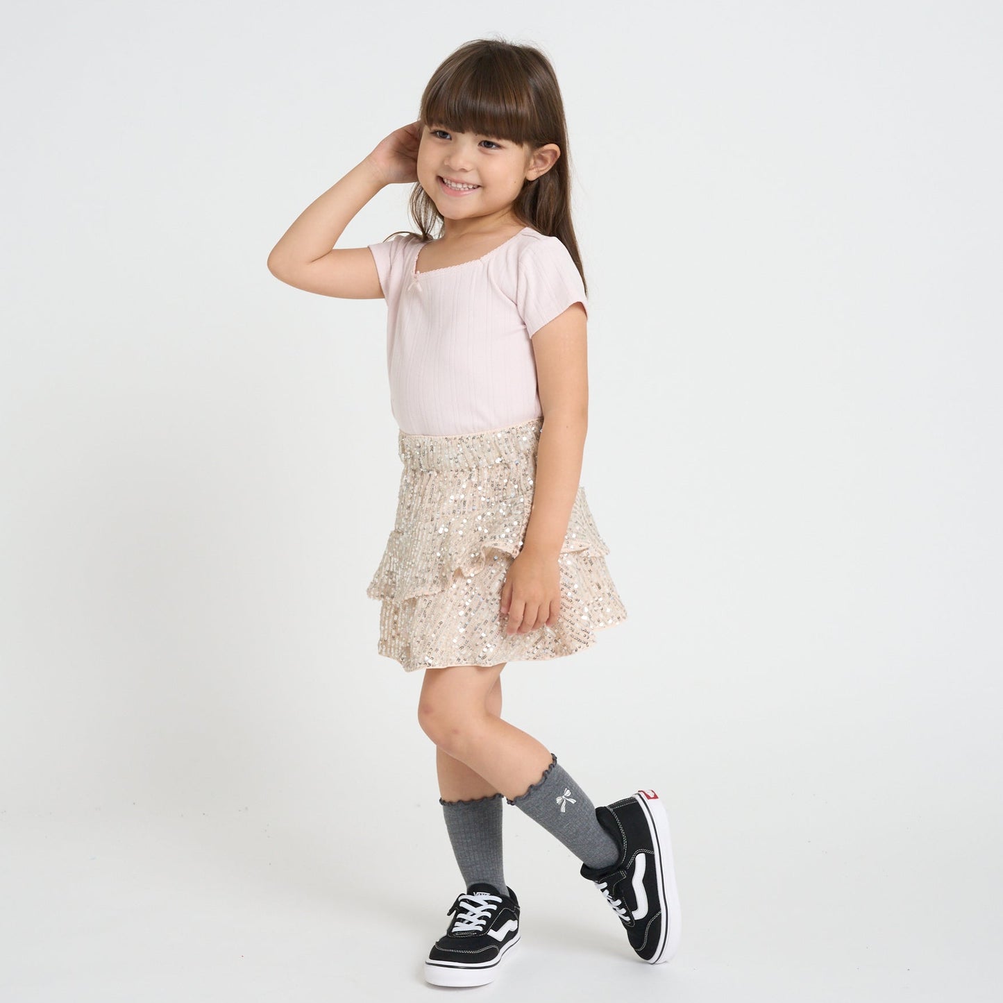 【110-170cm】 スカート A&F(アバクロンビー&フィッチ) AFG SEQUIN TIERED SKIRT