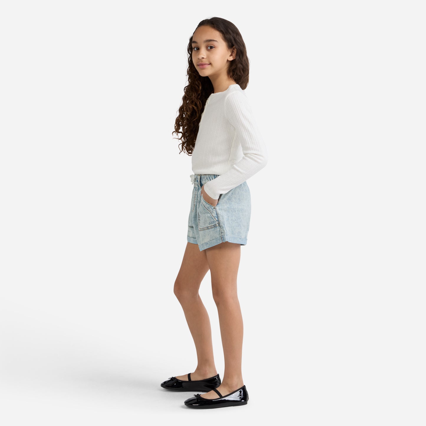 【110-170cm】  A&F(アバクロンビー&フィッチ) ハーフパンツ AFG HR PULL ON RELAX DENIM SHO
