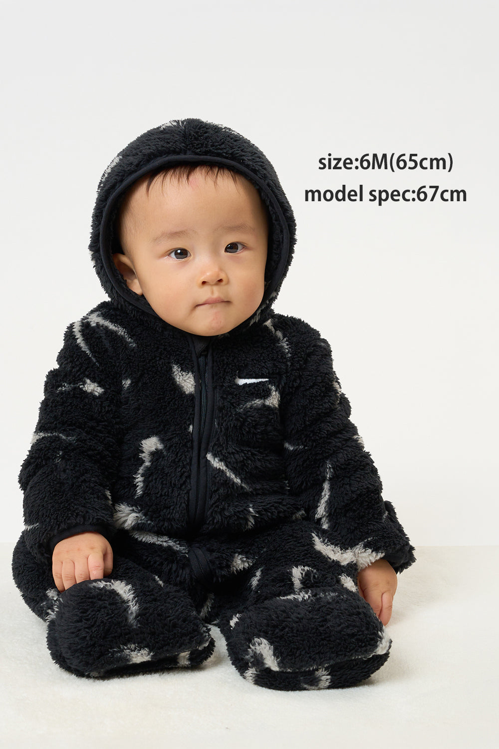【公式限定】ベビー(55-70cm)  NIKE(ナイキ) ロンパース NKN HOODED AOP SHERPA COVERALL