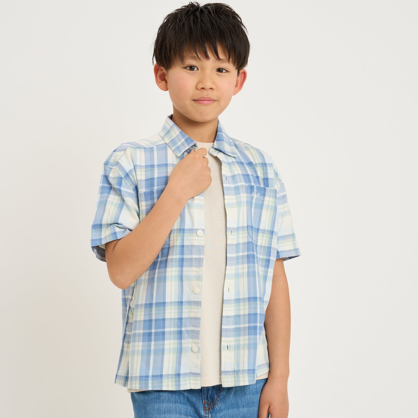 【110-170cm】  A&F(アバクロンビー&フィッチ) 布帛シャツ AFB BOXY WOVEN SHIRT