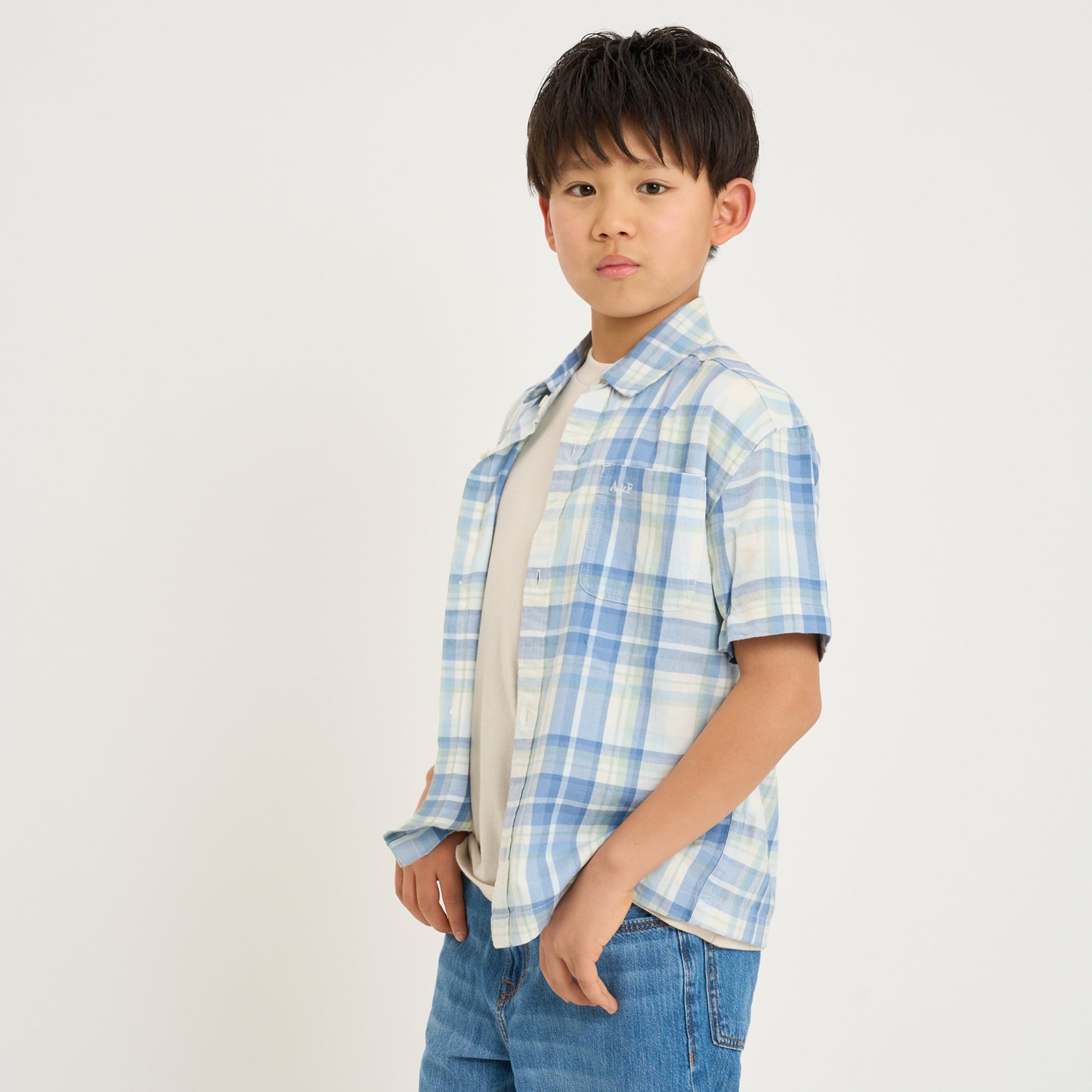 【110-170cm】  A&F(アバクロンビー&フィッチ) 布帛シャツ AFB BOXY WOVEN SHIRT
