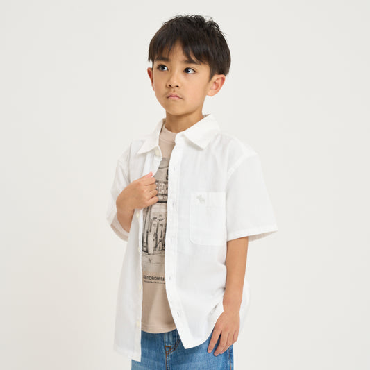 【110-170cm】  A&F(アバクロンビー&フィッチ) 布帛シャツ AFB SHORT SLEEVE ICON SHIRT