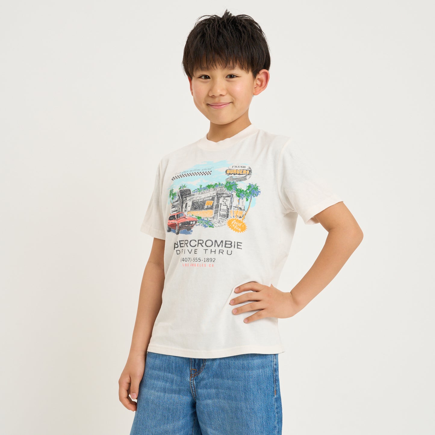 【110-170cm】  A&F(アバクロンビー&フィッチ) 半袖Tシャツ AFB FRESH BURGERS TEE