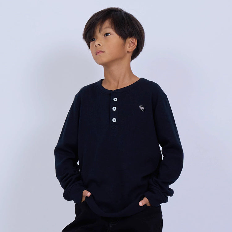 【110-170cm】 Tシャツ A&F(アバクロンビー&フィッチ) AFB LS HENLEY WAFFLE TEE