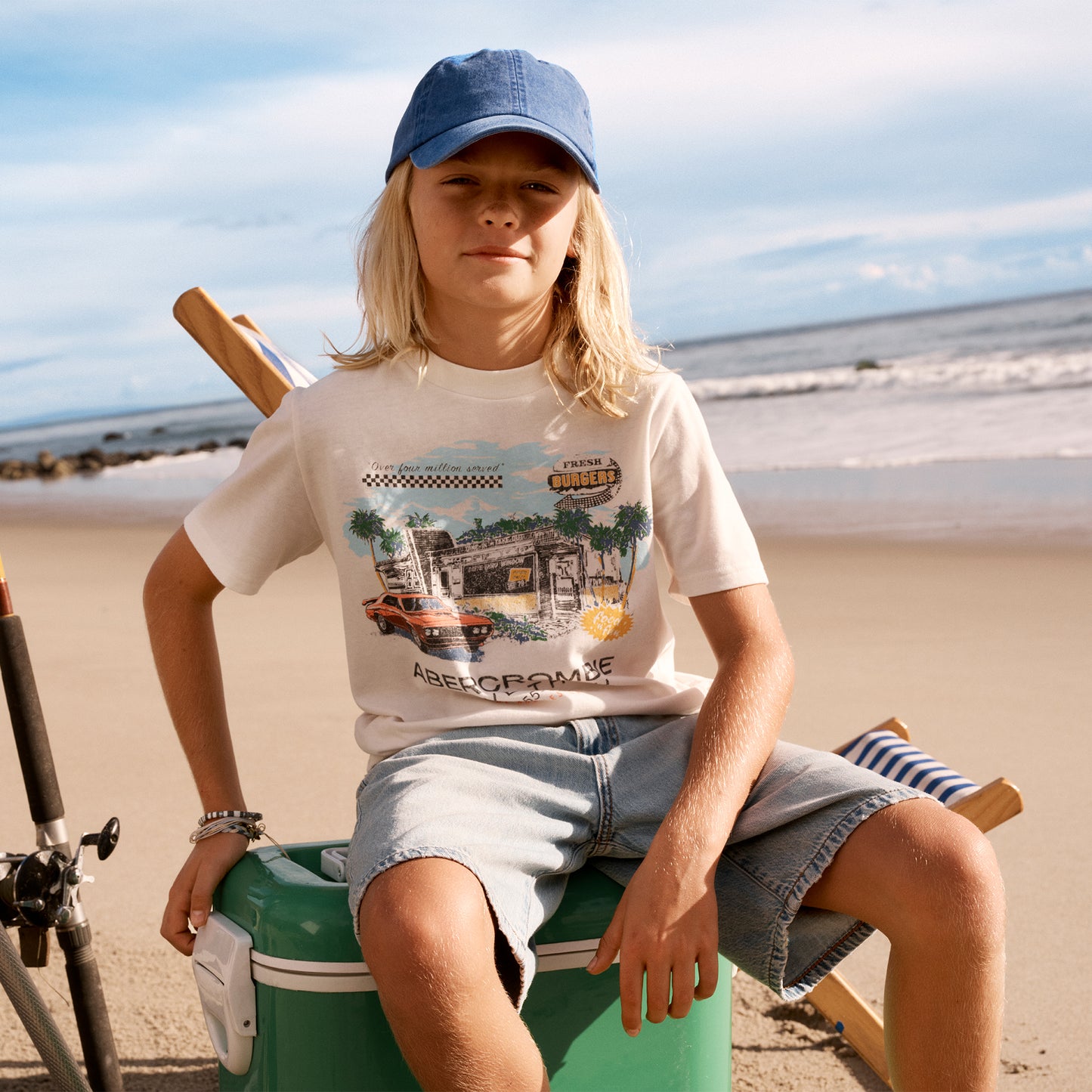 【110-170cm】  A&F(アバクロンビー&フィッチ) 半袖Tシャツ AFB FRESH BURGERS TEE