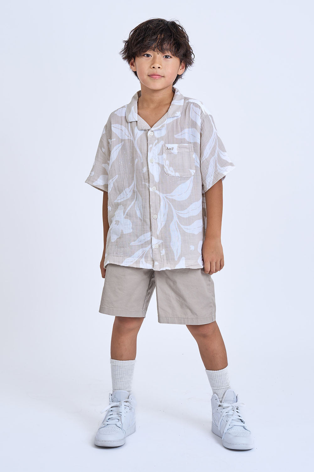 【110-170cm】  A&F(アバクロンビー&フィッチ) 布帛シャツ AFB GAUZE CAMP SHIRT