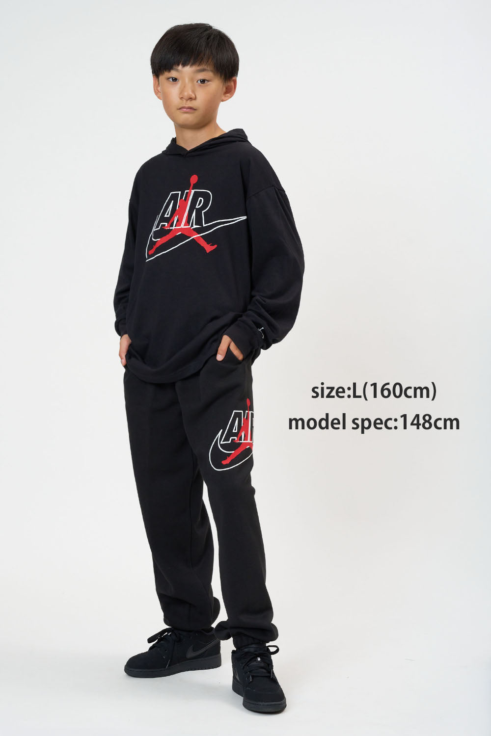 ジュニア(130-170cm)  JORDAN(ジョーダン) パーカー JDB MJ JUMPMAN AIR HOODED LS
