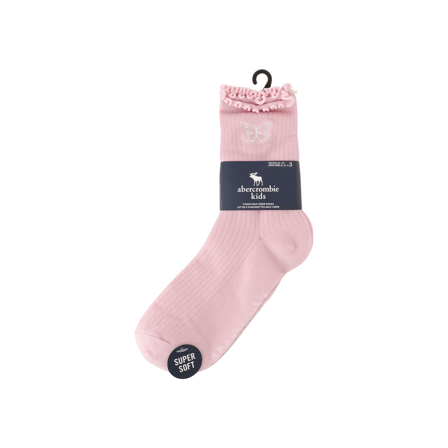 ソックス(21-25cm)  A&F(アバクロンビー&フィッチ) AFHG 3PK HALF-CREW LETTUCE WEL