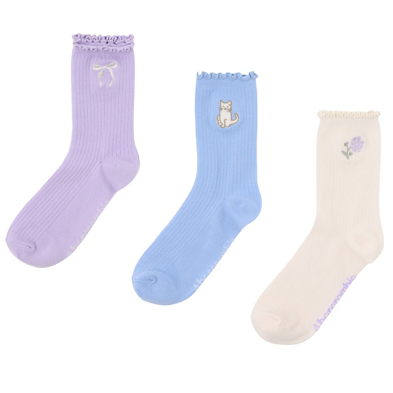 ソックス(21-25cm)  A&F(アバクロンビー&フィッチ) AFHG 3PK HALF-CREW LETTUCE WEL