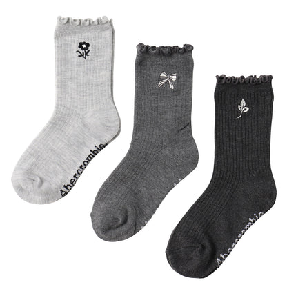 ソックス(21-25cm)  A&F(アバクロンビー&フィッチ) AFHG 3PK HALF-CREW LETTUCE WEL