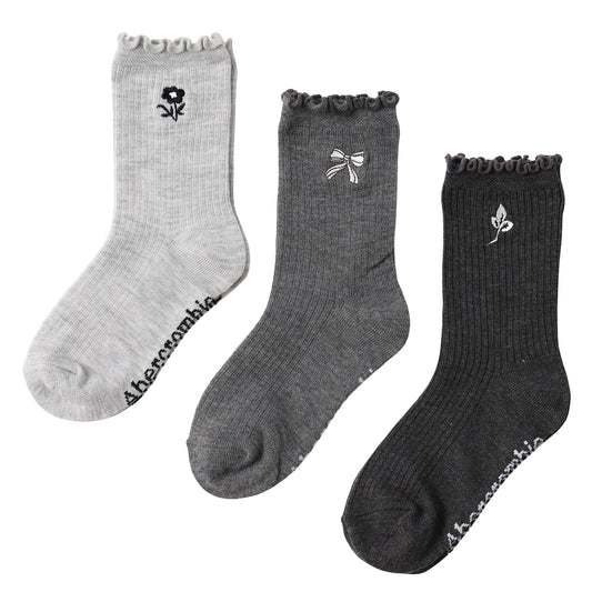 ソックス(21-25cm)  A&F(アバクロンビー&フィッチ) AFHG 3PK HALF-CREW LETTUCE WEL