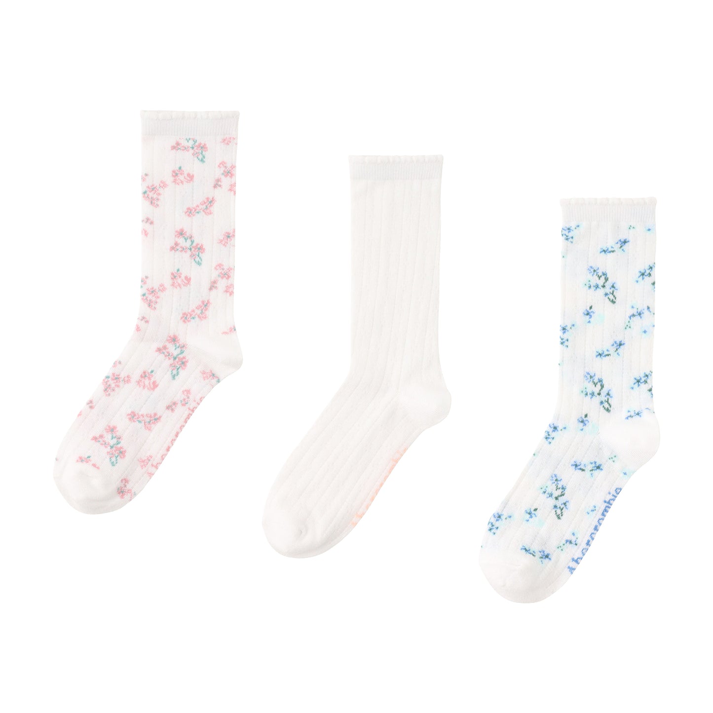 ソックス(23-25cm)  A&F(アバクロンビー&フィッチ) AFHG 3PK FLORAL POINTELLE CREW