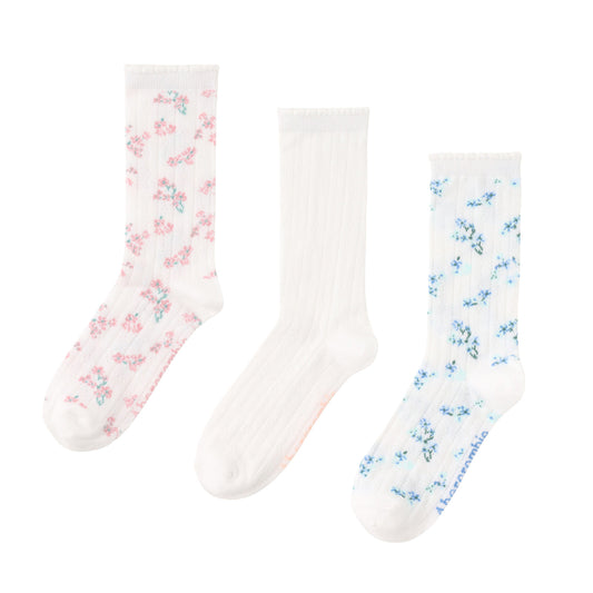 ソックス(23-25cm)  A&F(アバクロンビー&フィッチ) AFHG 3PK FLORAL POINTELLE CREW