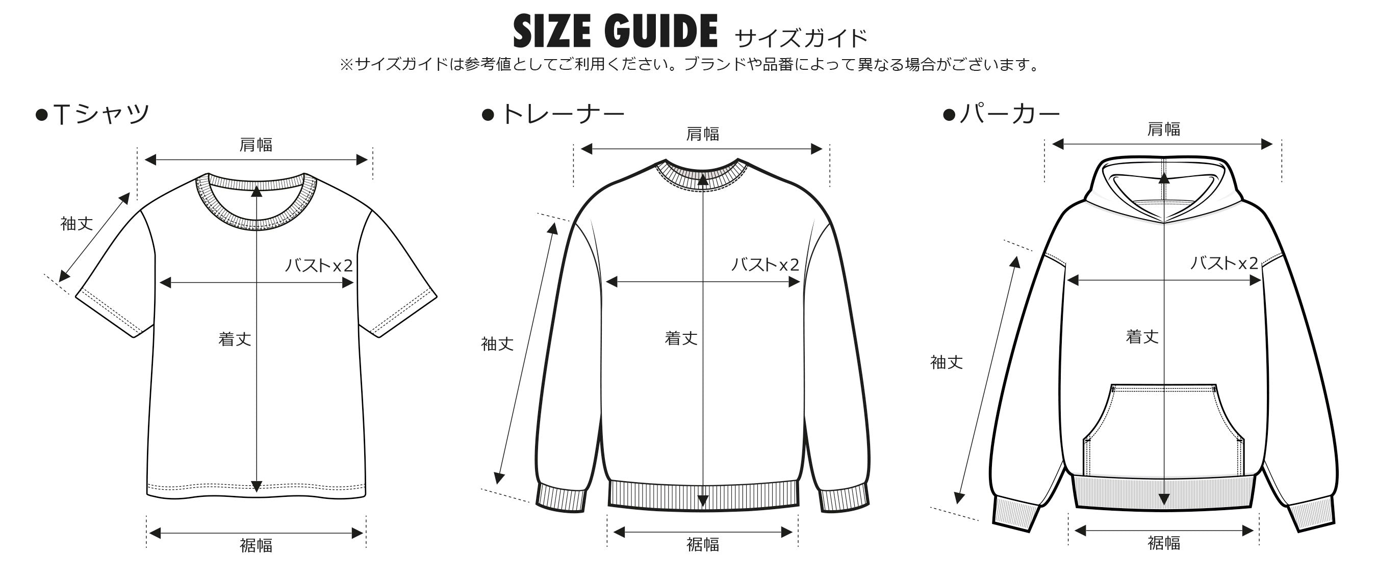 トップス サイズガイド